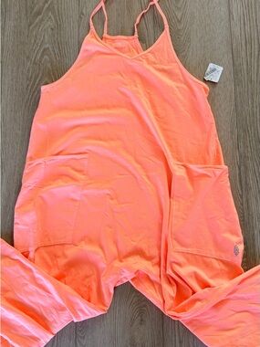 Free People Hot Shot Onesie Neon Peach/Romper Jumpsuit